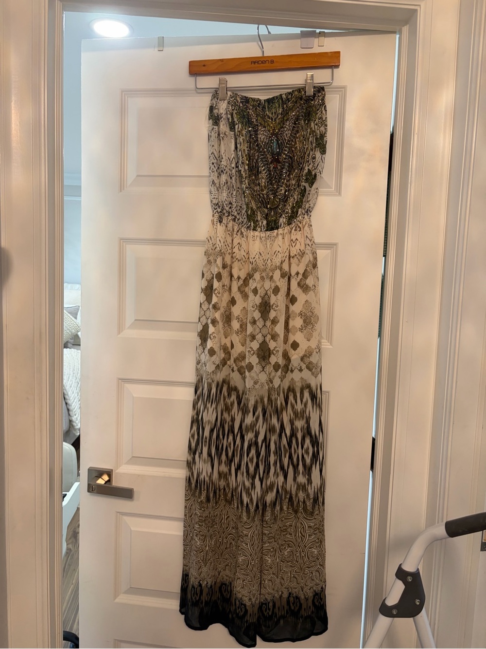 Boho Strapless flowy jumpsuit in Green and Cream